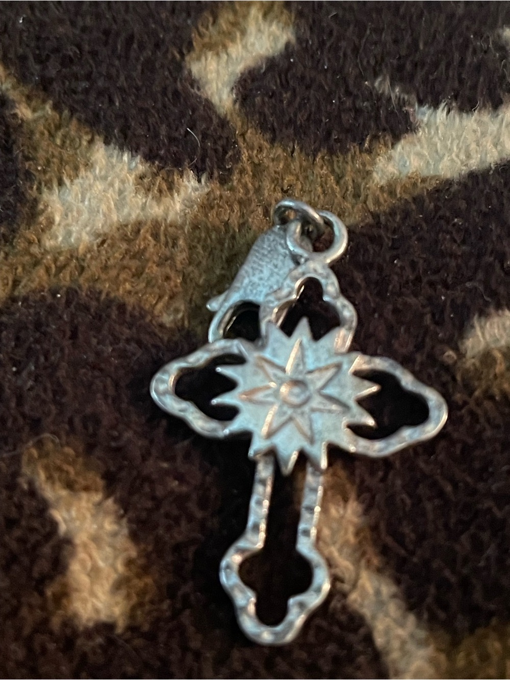 Vintage 925 sterling silver Starburst Cross Pendant -